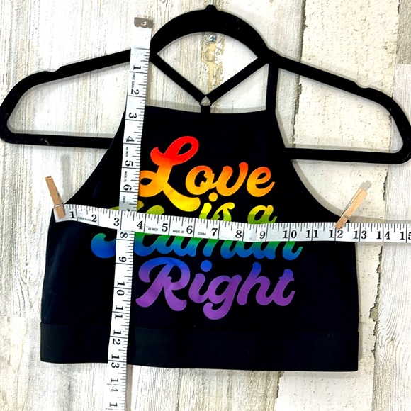 Spencer’s Y Back Crop Sports Tank Top Size Medium LOVE Rainbow LGBTQ - Picture 2 of 9